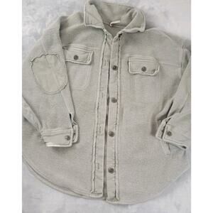 Free People Ruby Oversized Fleece Shacket Womens medium Distressed olive Jacket